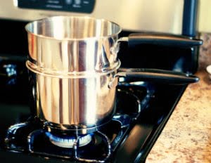 double boiler on stove